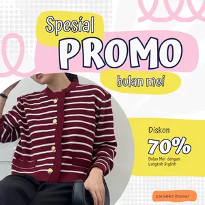 Laizza Knit Cardy Premium - Cardigan Stripe Wanita Bahan Rajut Premium Tebal - Cardigan Rajut Belang Garis Blaster Kancing Korean Style