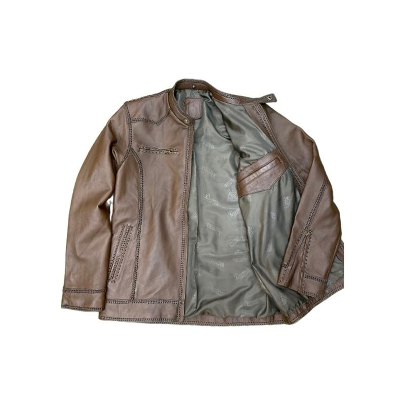 Jaket kulit motif sulam/anyam kulit domba asli 100% 4