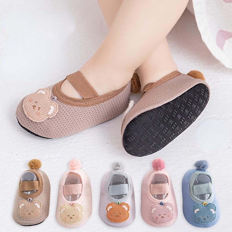 Tất Lưới Cho Em Bé Phong Cách Mùa Hè, Tất Đi Trong Nhà Cho Trẻ Mới Biết Đi, Thiết Kế Gấu Dễ Thương, Đáy Chống Trượt, Phụ Kiện Trẻ Em