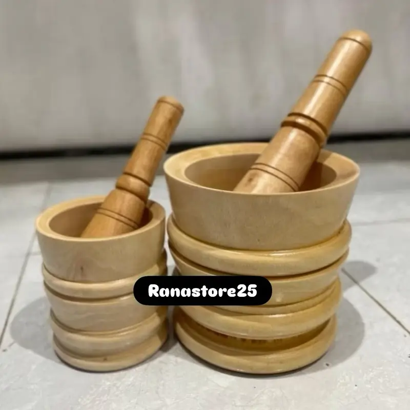 [1 SET] LUMPANG + TUMBUK KAYU / LUMPANG KAYU TRADISONAL / ALAT PENUMBUK KAYU MURAH