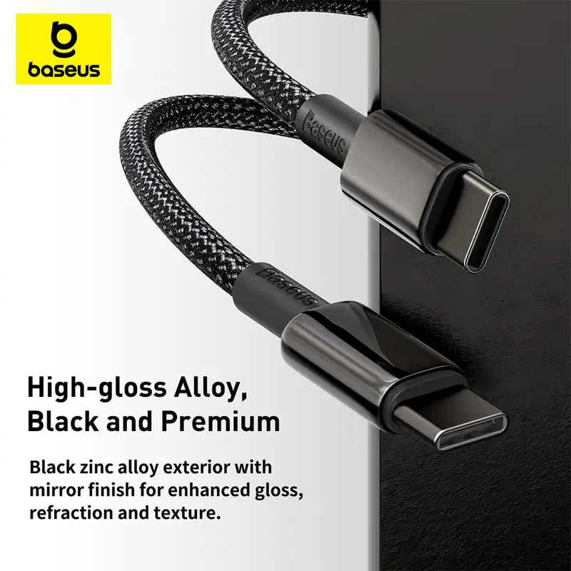 Baseus Tungsten Gold Fast Charging Data Cable Type-C to Type-C 100W 1Meter Black | Kabel Charging Type-C Hitam Wire 2