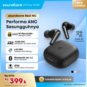 Soundcore R60i NC (R50i NC Upgrade) by Anker, Real-Time Adaptive Noise Cancellation, Hi-Res Sound, AI Translation Earbuds, 50H Playtime, Wireless Earbuds, Bluetooth Earphones, Spatial Audio, Fast Charging, IP55 - D1202
