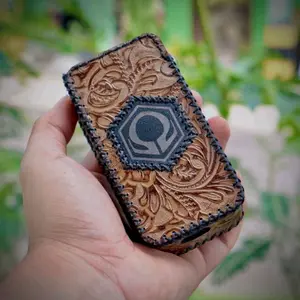 custom case kulit asli untuk hex motif bunga vintage