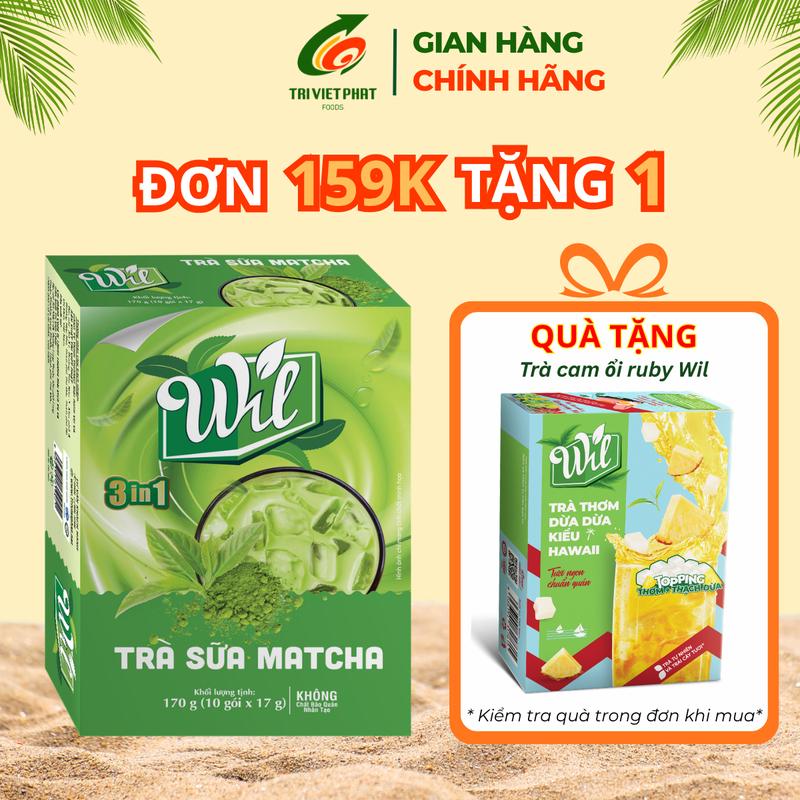 Trà sữa matcha Wil trà hòa tan pha chế hộp 170g (10 gói x 17g)