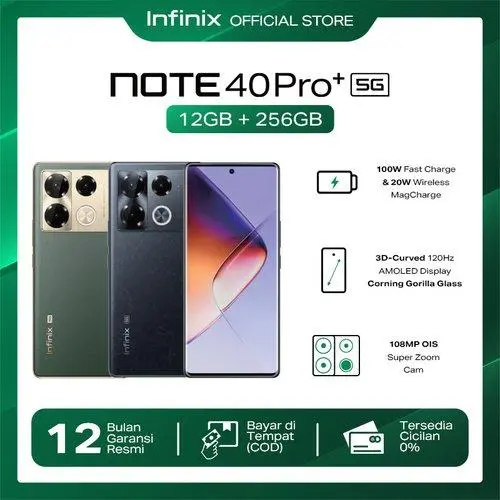 Infinix Note 40 Pro+ 5G 12/256GB - Up to 24GB Extended RAM - Dimensity 7020 - 6.78” FHD+ 3D Curved Amoled - 108MP OIS - 100W Charger - NFC 0