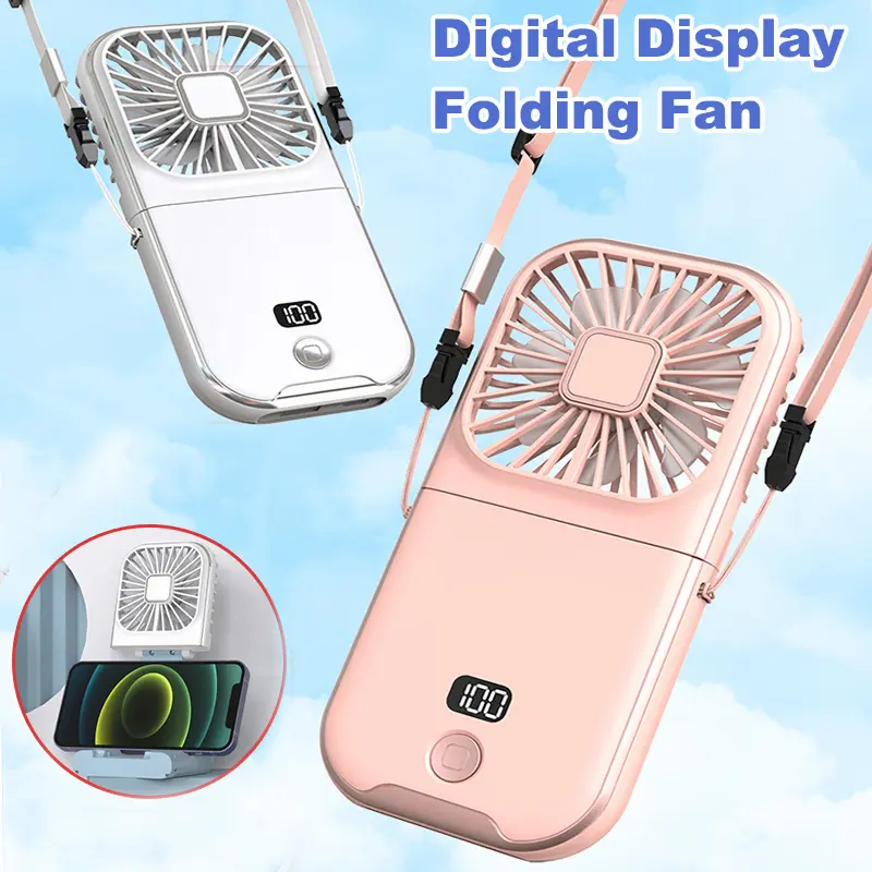 Goojodoq Kipas Angin Portable Mini USB Lipat Dudukan Ponsel /3 in1 Kipas Genggam Mini Lipat Kipas Angin /Power Bank 3000mAh /Pemegang Ponsel /Listrik Senyap Portabel USB 3 Gear 1