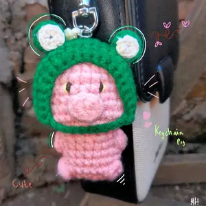Gantungan Kunci Rajut | Crochet Pig | Free Insial | handmade 100% Keychain Ganci