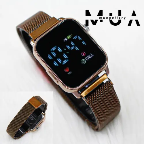 Jam Tangan Wanita Led Watch Digital Laya Kaca Tali Rantai Pasir Magnet LED Digital Model Kekinian Digital 2