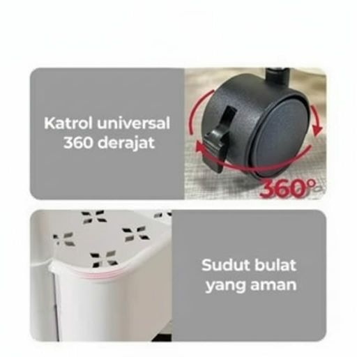 Modern Black 4-Layer Utility Cart - Space-Saving Rolling Organizer for Kitchen/Home A22 Hitam A14