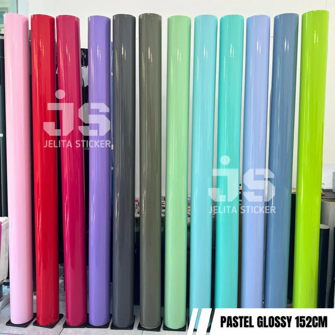 [ PER METER ] Skotlet Pastel Glossy Lebar 152cm / Sticker Mobil Warna Pastel Glossy 150cm