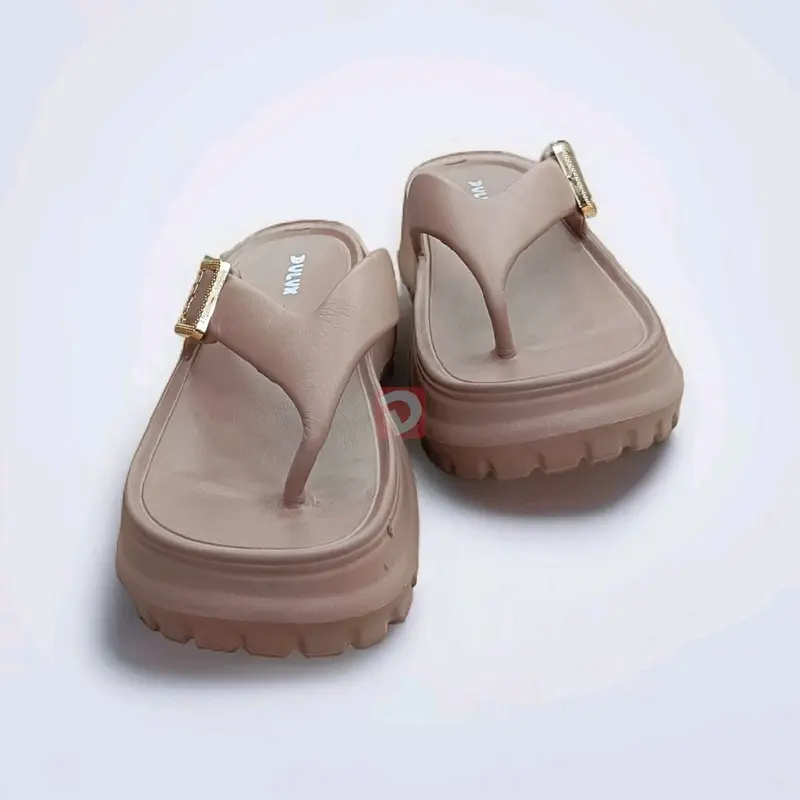 [Bisa COD] Sandal Jepit Wanita Model Kotak Emas Elegan Cocok Untuk Lebaran Idul Fitri Anti Slip Ringan Dipakai Dulux 693B Sendal Karet 5