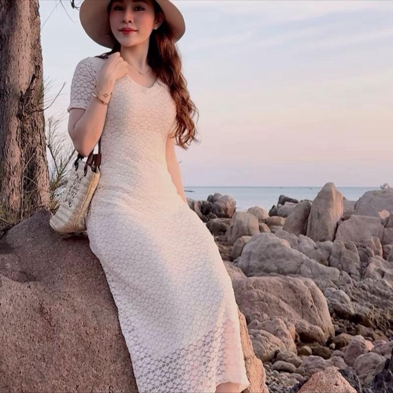 Đầm Cổ Tim Body Ren Dáng Dài Xoè Nhẹ Nhàng Thoải Mái Dành Cho Nữ Woman
