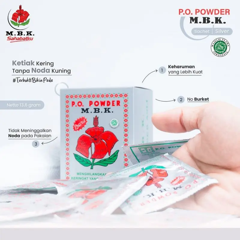 1Pc Bedak Ketiak Mbk Po Powder 13.6 Gr (12 Bungkus) 3