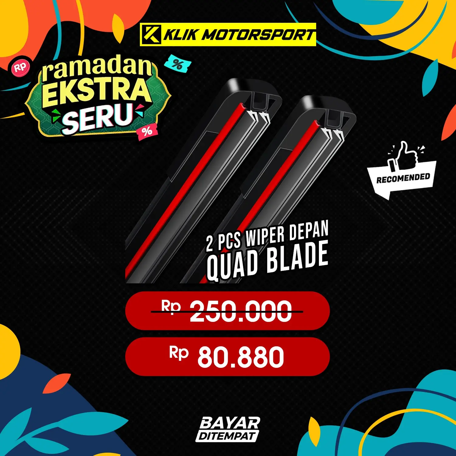 Wiper Mobil QUAD Blade QUAD Layer 4 Karet Frameless 2 PCS Depan Kiri Kanan Universal Semua Jenis Mobil
