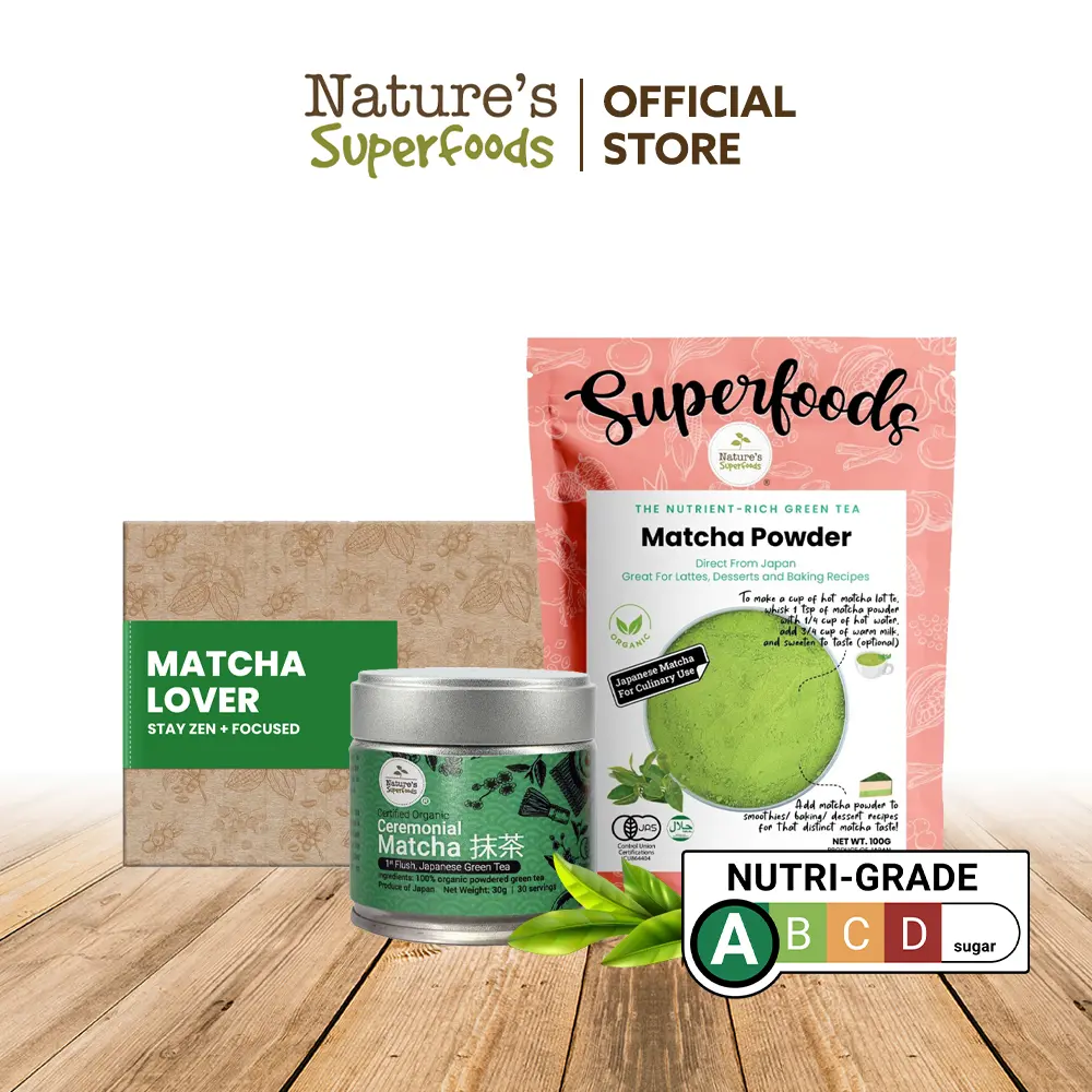 [Gift Set] Nature's Superfoods Organic Matcha Powder Lover Gift Set (Culinary Matcha 100g + Ceremonial Matcha 30g)