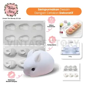 Cetakan Kue Pudding Jelly Cokelat Es Bentuk Kelinci Lucu Dekoratif Bahan Silikon Anti Panas