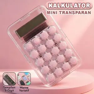 Kalkulator Mini Transparan Estetik 8 Digit Warna Pastel Lucu Tombol Bulat Desain Unik CA-0919