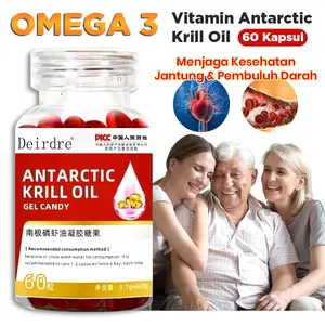 Premium Antarctic Krill Oil 60 Kapsul | Minyak Krill Antartika Suplemen Omega 3 + Astaxanthin | Lebih Mudah Diserap Konsumsi Harian
