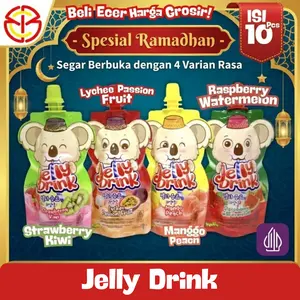 Kiokio Jelly Drink, minuman jelly dalam pouch - isi 10pouch Sweet Jeli Strawberry Peach Fruit Food Manis Puding Makanan