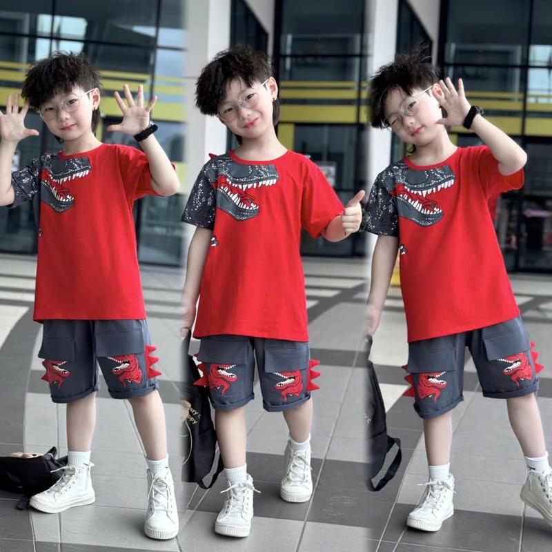 Bộ đồ bộ bé trai in hình khủng long  chất liệu cotton co giãn 4 chiều  M18 