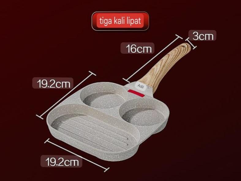 3in1 Grill Non-Stick Medic Stone Fry Pan Wajan 3 dalam 1 Panggang Tumis Batu Medis Anti Lengket + Indikator Panas 1