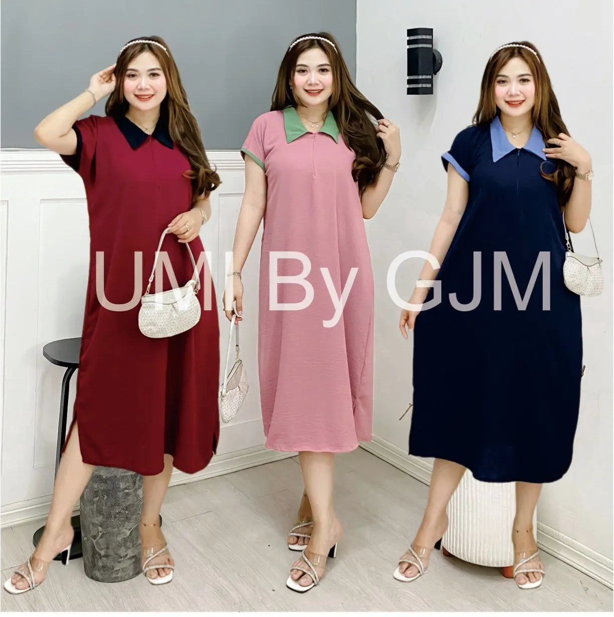 Paket Murah Daster Vina Kombi Kerah Crinkle Airflow 3 Pcs 90 K