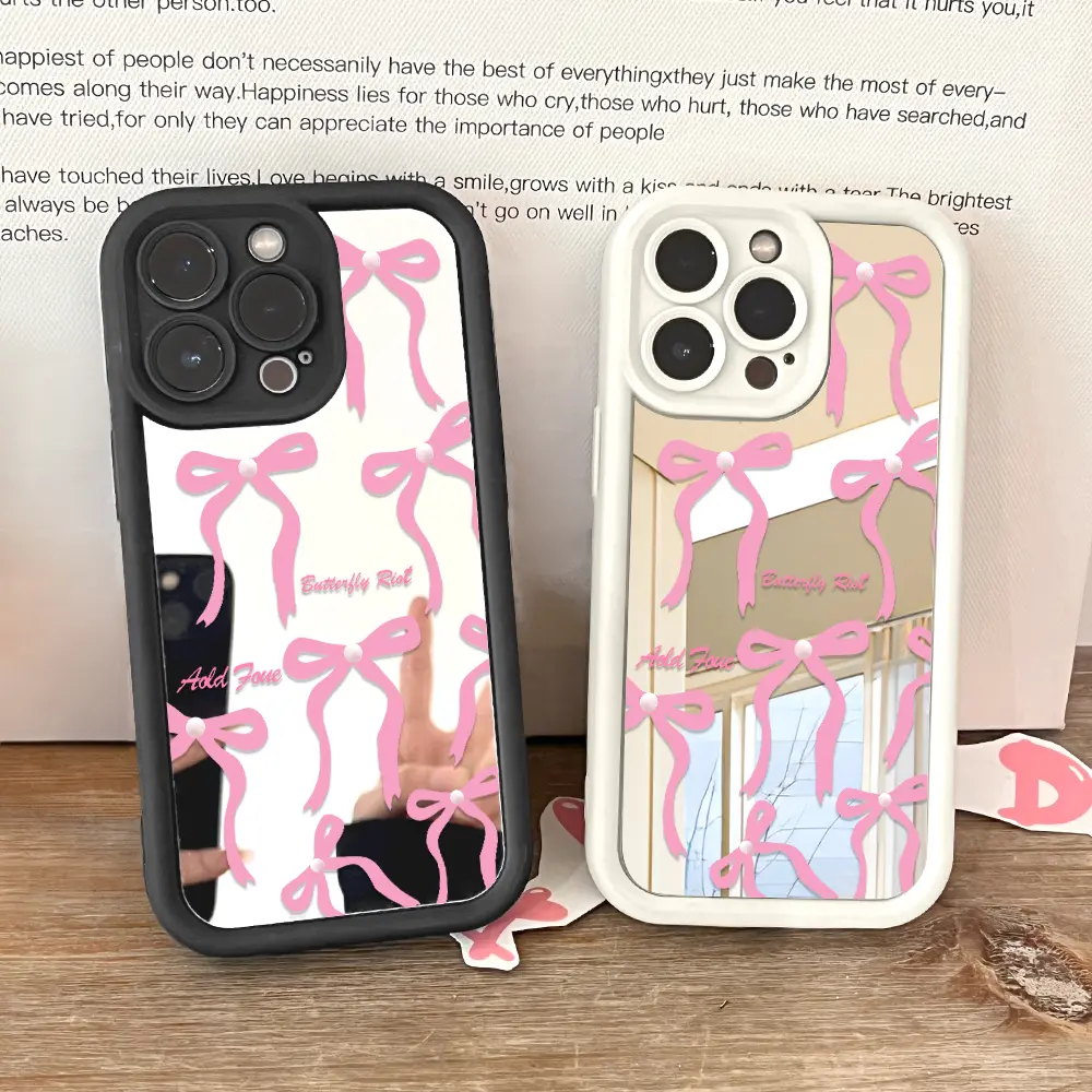 Bow Cermin Phone Case Hp Casing Softcase Compitable With OPPO Reno 13F 11 11F 8T 7 8 5 10 6 3 7Z 8Z 4F 4 5F F11 F9 F7 2F 2Z F5 Pro 4G 5G C8-8009