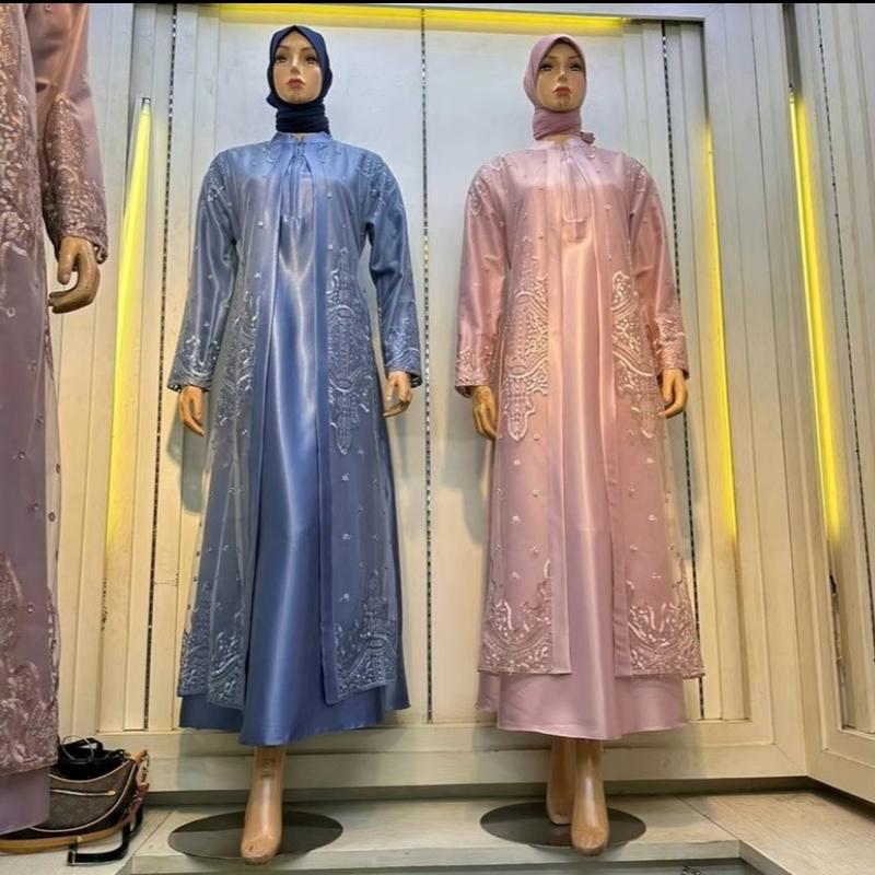 Gamis pesta belah pintu Cristal kawasaki mix Tile sapto bunga Dress Baju Muslim 2