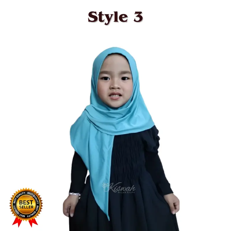 Kiswah - Hijab Airyn Segitiga Anak umur 3-6thn jersey premium G+A Instan Nyaman Muslim Variasi Kerudung Simple 3