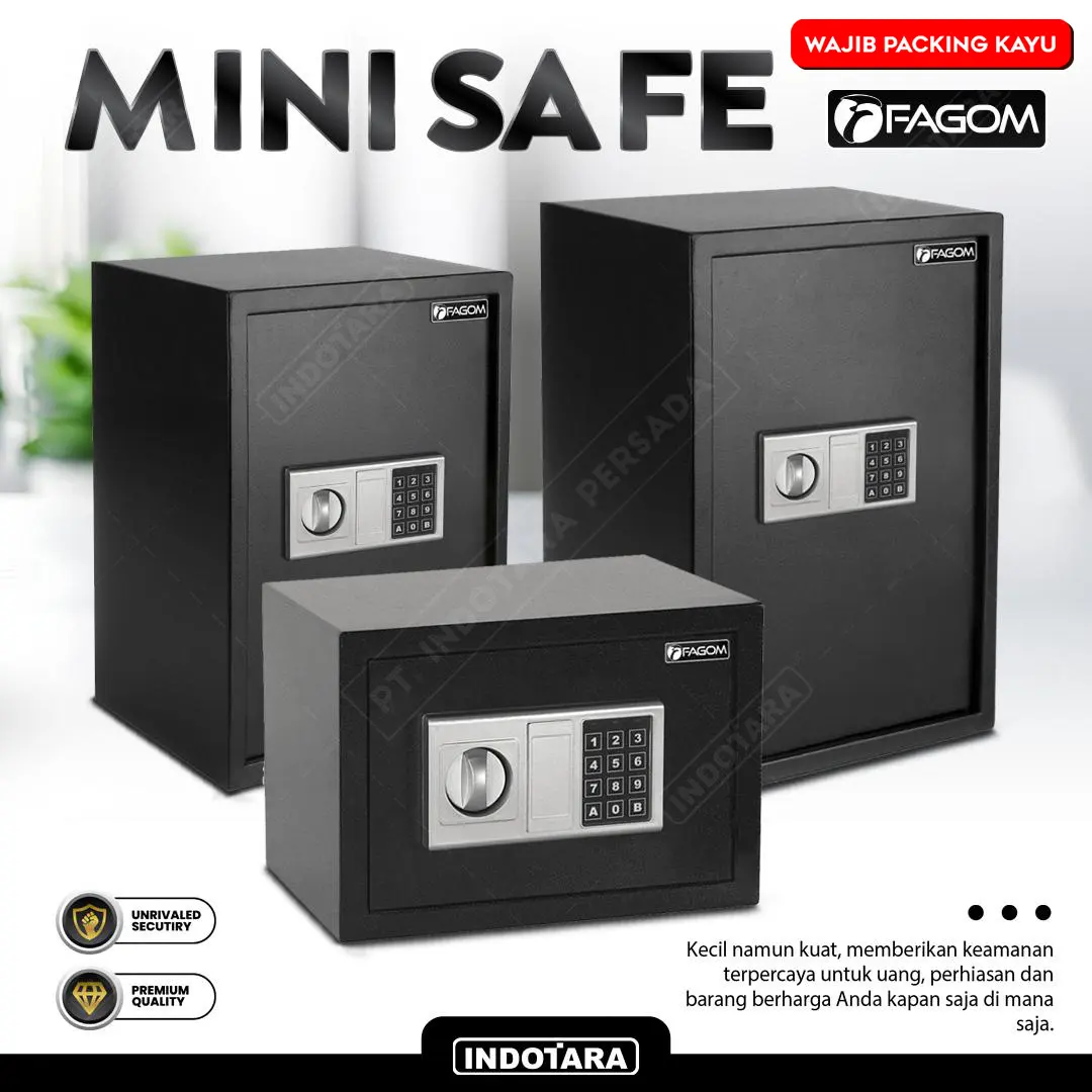 FAGOM Brankas Besi Mini Safe Deposit Box Password Digital Elektrik