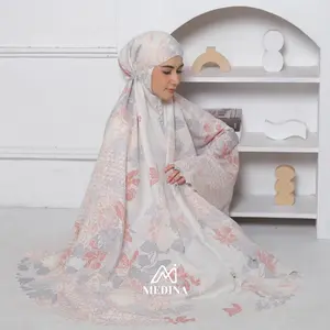 Mukena Dewasa Premium Lasercut Mewah Resleting Dagu 2in1 Alana Silk Adem Nyaman Motif Series Medina