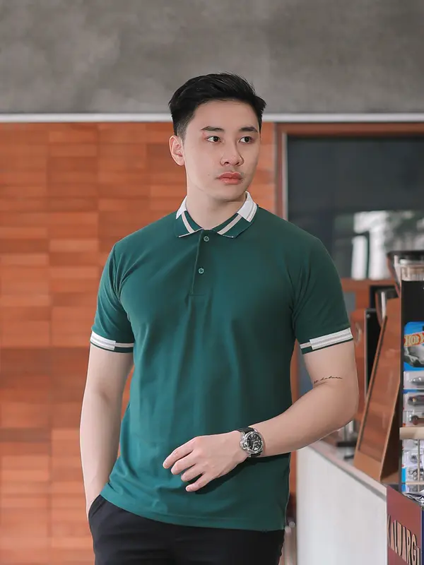 Polo Pria JUSTIN Pique Premium, By Bravo project Kerah Kaos 2