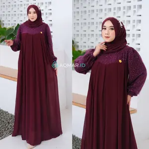 Gamis Wanita Terbaru Nadya Dress Ceruty Premium Free Hijab Mewah Elegan Simple Pesta Remaja Dewasa Muslim Syari Kondangan Nyaman