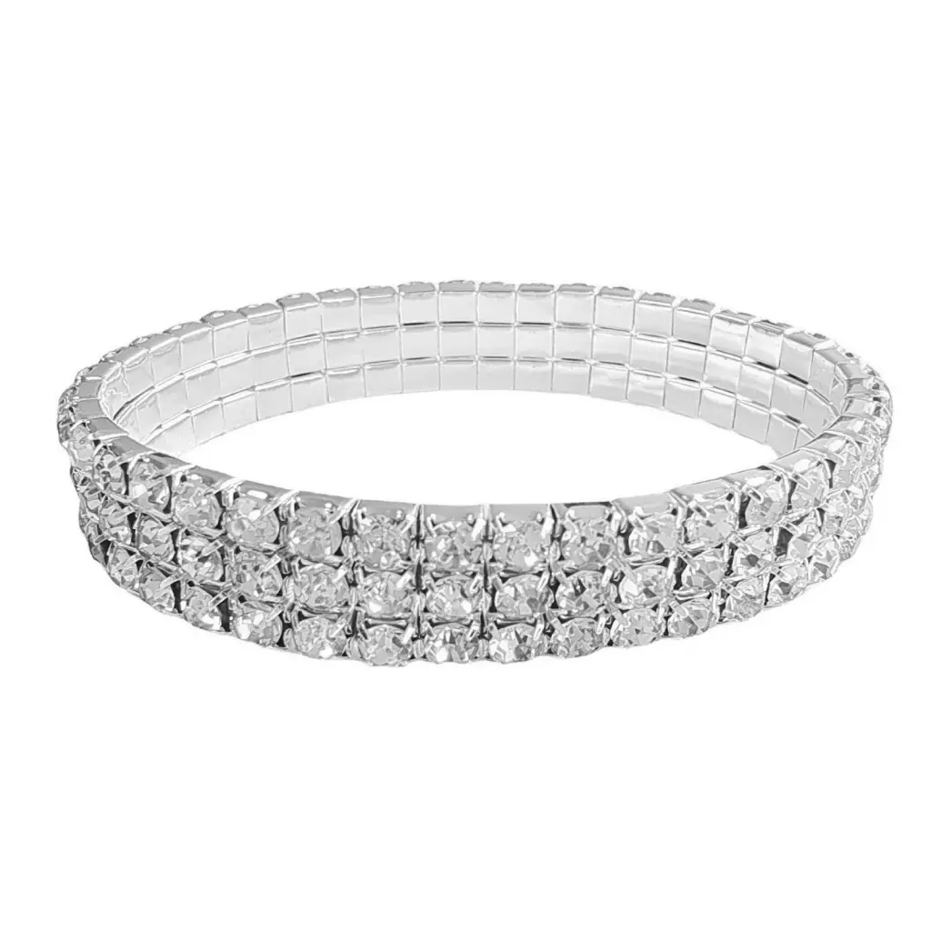 Ruitazd Bangle Necklace Earrings Shiny Rhinestones Female Girls Bracelet Necklace Stud Earrings Party Jewelry Multi-layer Jewelry Accessories