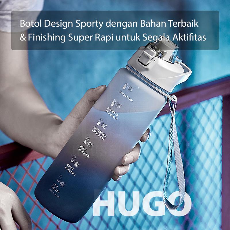 BISA COD Botol Minum 1 Liter Tutup Flip Botol Air Motivasi 1000ml Premium Anti Bocor BPA FREE  Bottles 6