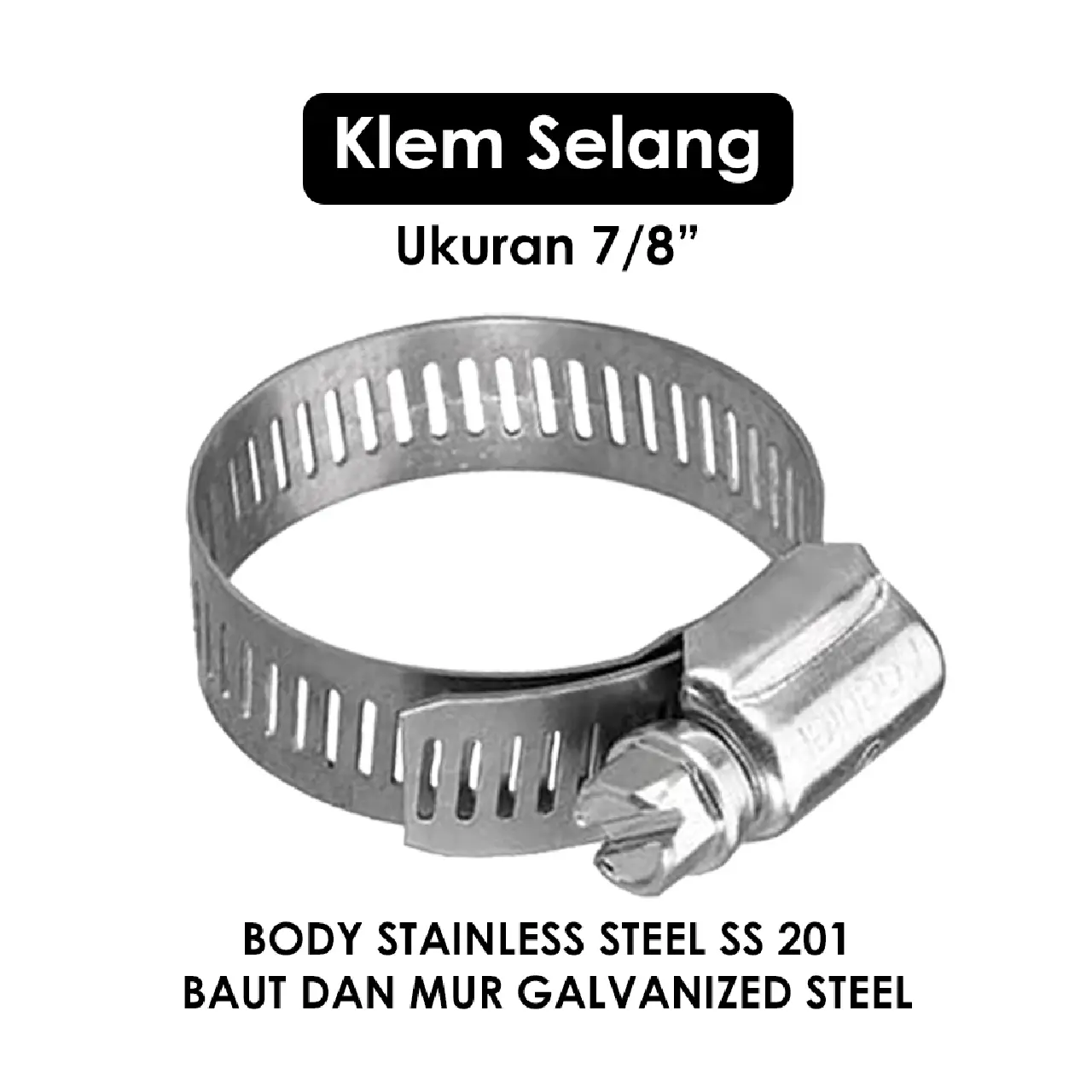 VILO - Klem Selang Kompor Gas/Air 7/8" inch ( 12-23 mm ) / Klem Selang Stainless Hose Clamp Selang air Kompor Gas Ukuran 7/8 Inchi / Pengunci Selang Cincin Besi Gas LPG Regulator / Ring Pengikat Selang