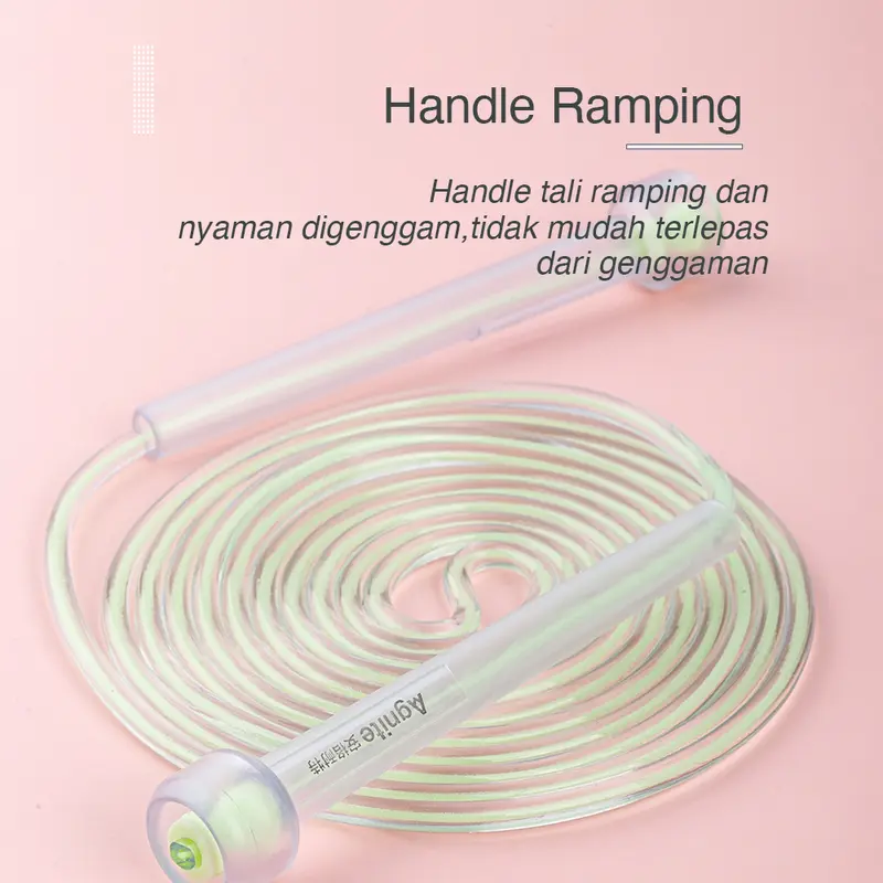 AGNITE Skipping Rope / Lompat Tali 2,8 m Bahan PVC PP Desain Transparant Adjustable ER035 Outdoor 3