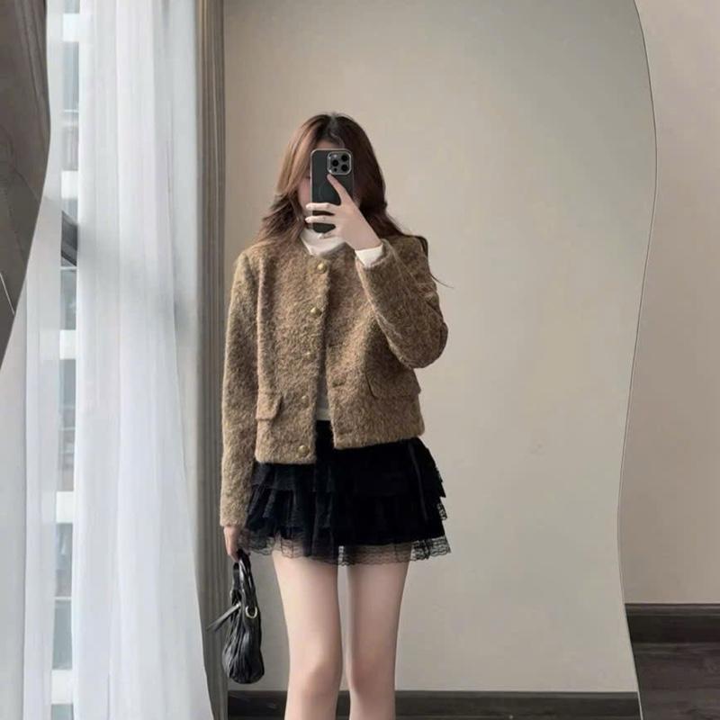  YENLE | Áo Khoác Dạ Tweed 3 màu Nâu Đen Kem HOTHIT Hàng QCCC WG.WE 