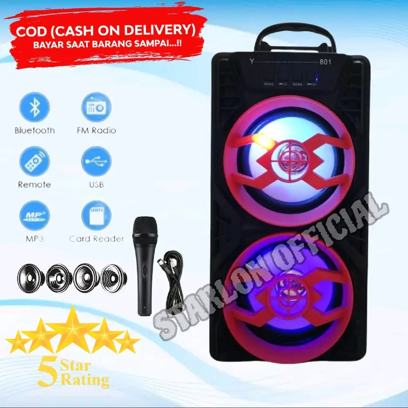 speakar bluetoot karaoke full bass gratis mic salon aktif brsar wireless 0