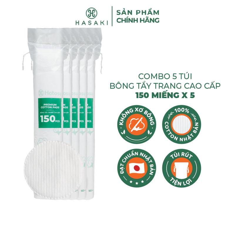 Combo 5 Bông Tẩy Trang Hotosu Cao Cấp 150 Miếng | HASAKI BEAUTY