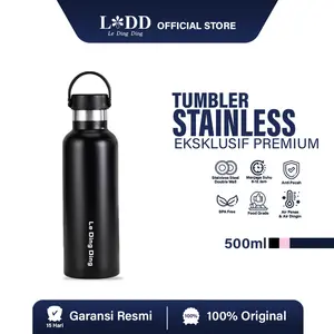 Le Ding Ding-Tumbler Stainless Steel Tumbler tahan panas dingin 24 jam Termos Tutup Bambu 500ml Vacuum