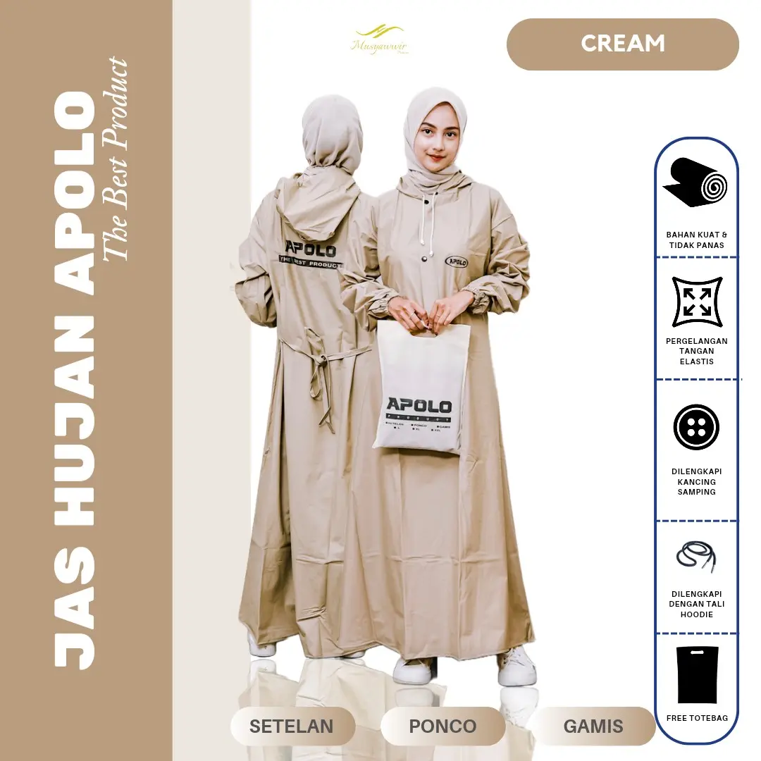 Jas Hujan Gamis syar'i Wanita Anti Rembes & Tahan Air Syari Sar'i Gamis Waterproof