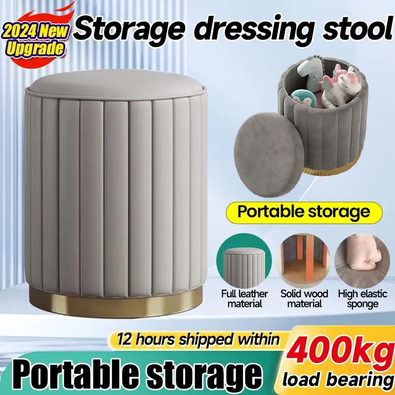 【SG Local Seller】Nordic Make Up Dressing Table Stool Chair Bedroom Simple Storage Stool Chair With Lid