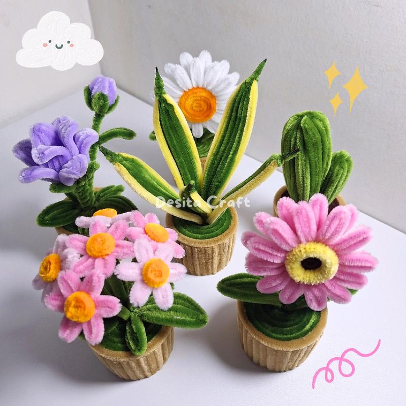 Bunga Pot Kawat Bulu | Pipe Cleaner 1