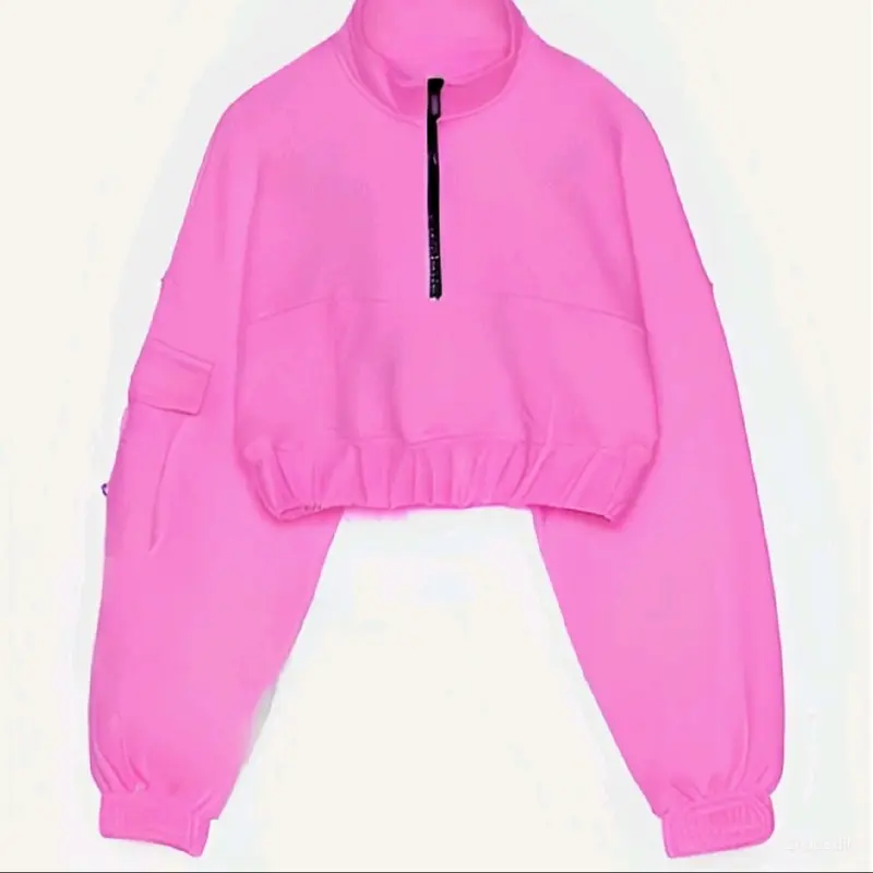 JAKET ZIPpER CROP premium ALL SIZE flecee wanita oversize jaket berkerah tebal style jaket wanita Fleece 2