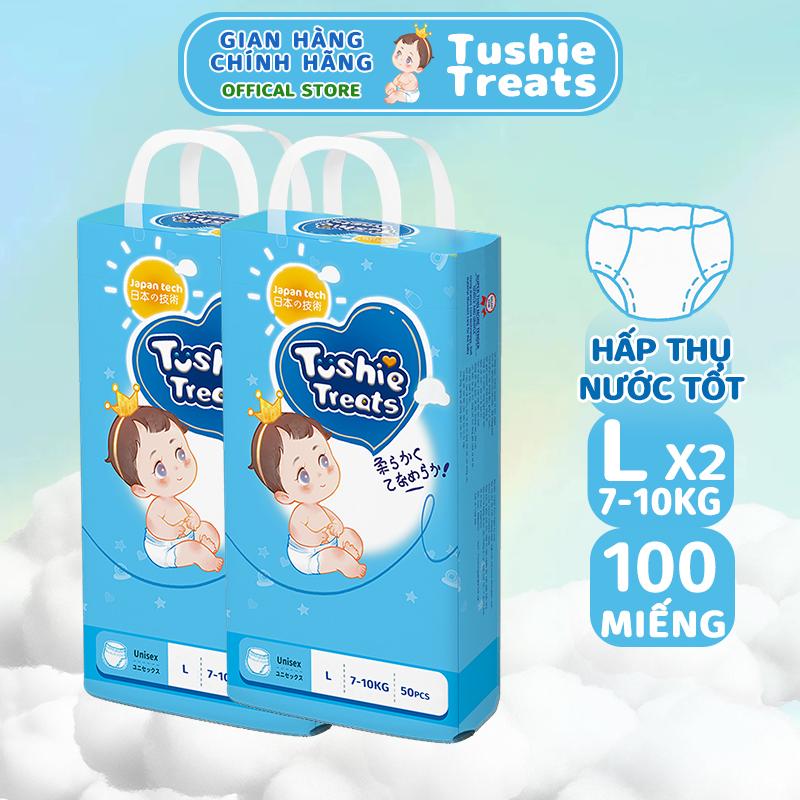  【QUẦN L-100 miếng Tã quần Tushie Treats siêu mỏng siêu mềm siêu thấm hút sử dụng công nghệ ôm sát chống tràn thông minh 