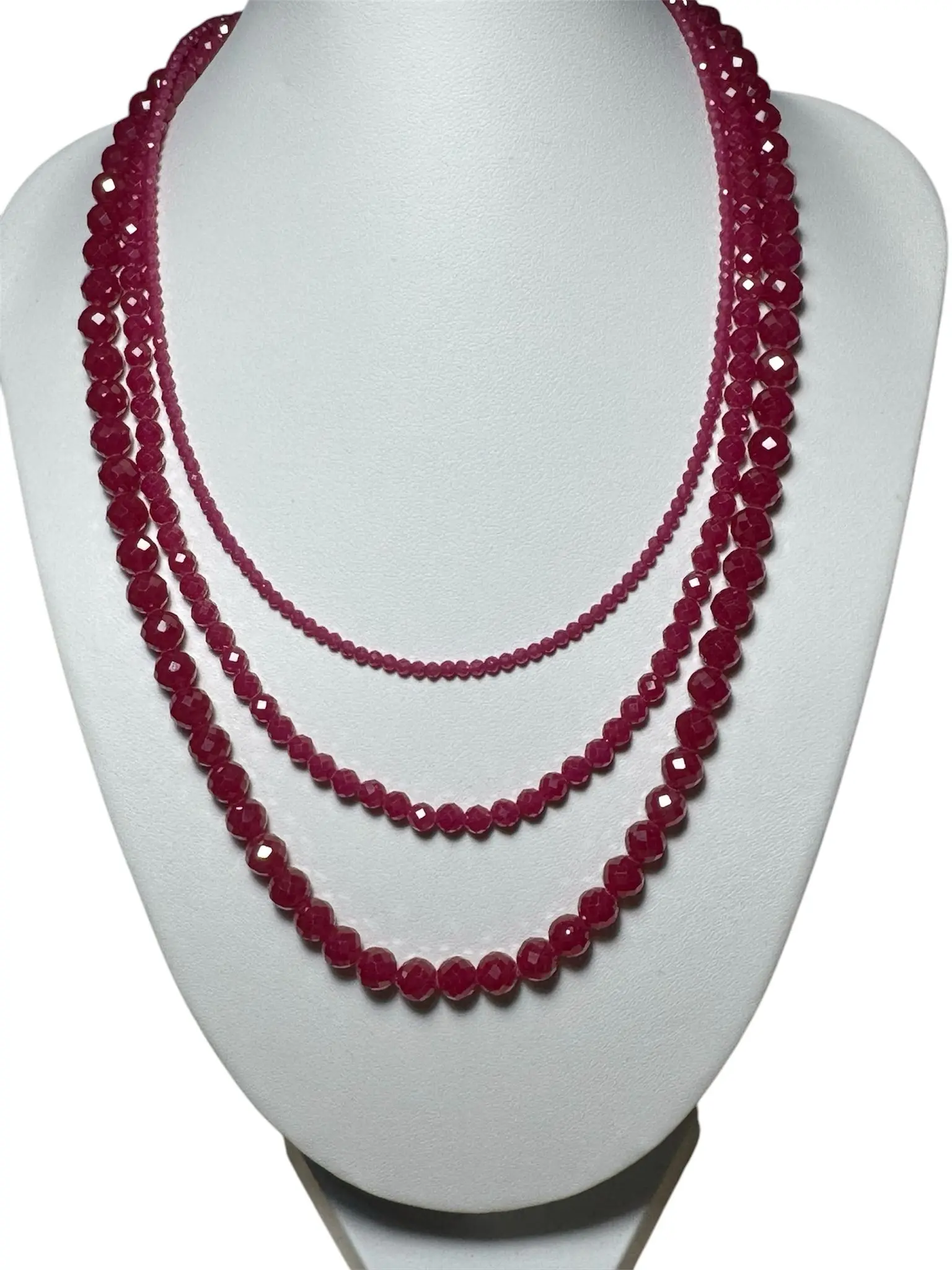 Red Ruby Faceted Necklace, Real Ruby Gems (treated), Sparkling necklace, with certificate
