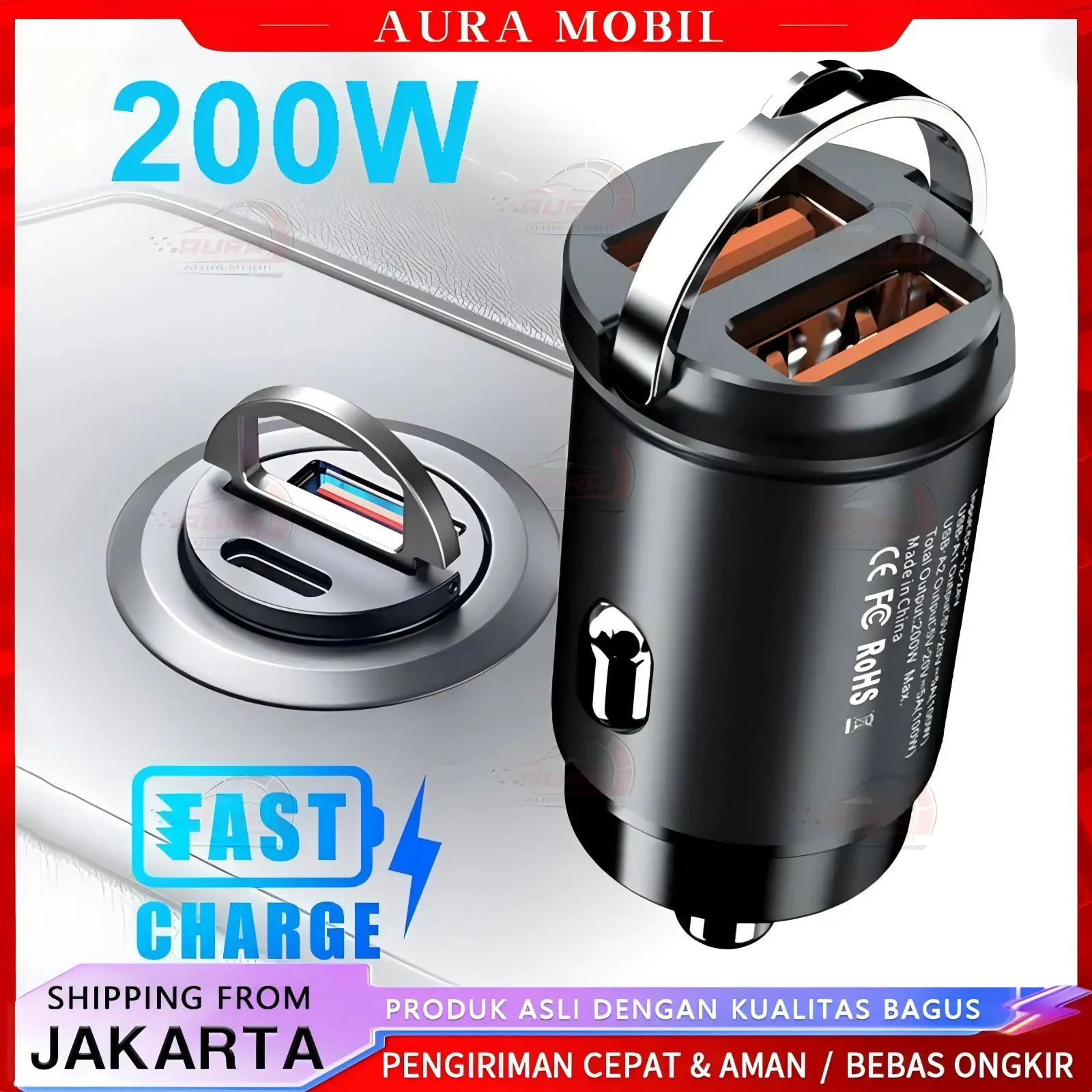 Car Charger Mobil Pengisi Daya Cepat Charger Usb Mobil Casan Hp Buat Di Dalam Mobil Mobil Super Cepat Adaptor Charger Mobil Adaptor Pengisi Daya Telepon Tersembunyi Port Usb Tipe-c 100W Kabel