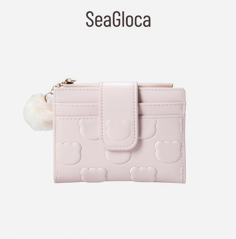 Ví Ngắn SeaGloca Thời Trang Hàn Quốc Mới Nhẹ Da PU In Hình Gấu Thiết Kế Gập Lại Dành Cho Nữ No 4557