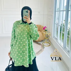 VLA - Ameena Atasan Wanita Kemeja Motif Viral 2025 LD 110-LD 140